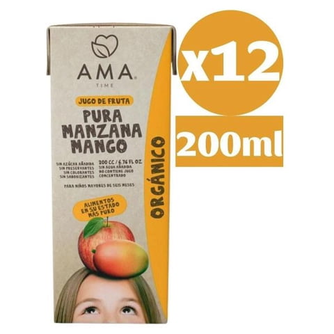 Ama Time - Pack Ama Jugo De Fruta Orgánico Manzana Mango 12X200Cc Tetra