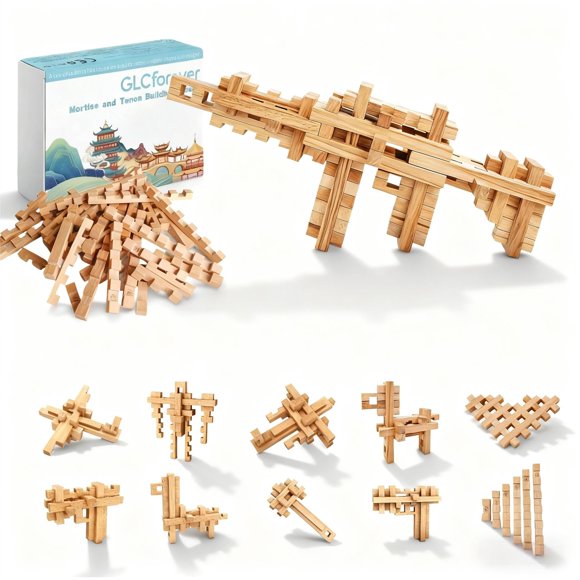 Bloques de Construcción de Madera GLCforever Juguete STEM Pistola 42 piezas