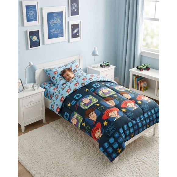 Cubrecama Plumon Infantil Reversible Diseño Galaxia y Amigos Plaza y Media