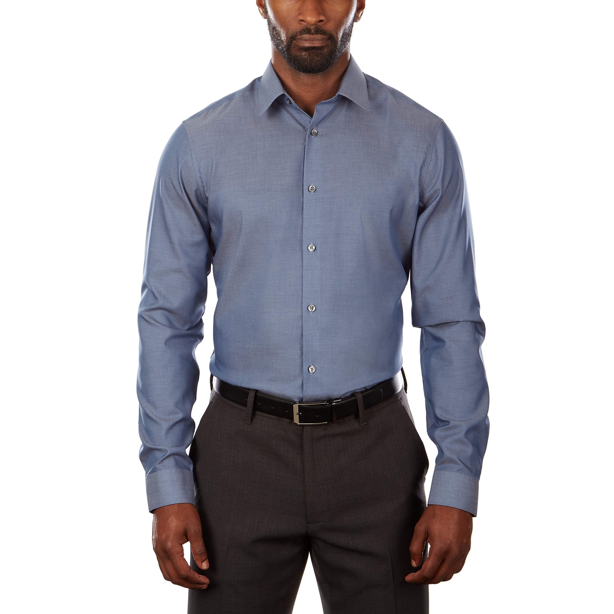 Camisa De Vestir Calvin Klein Slim Fit, Antihierro, En Espiga, Para Hombre