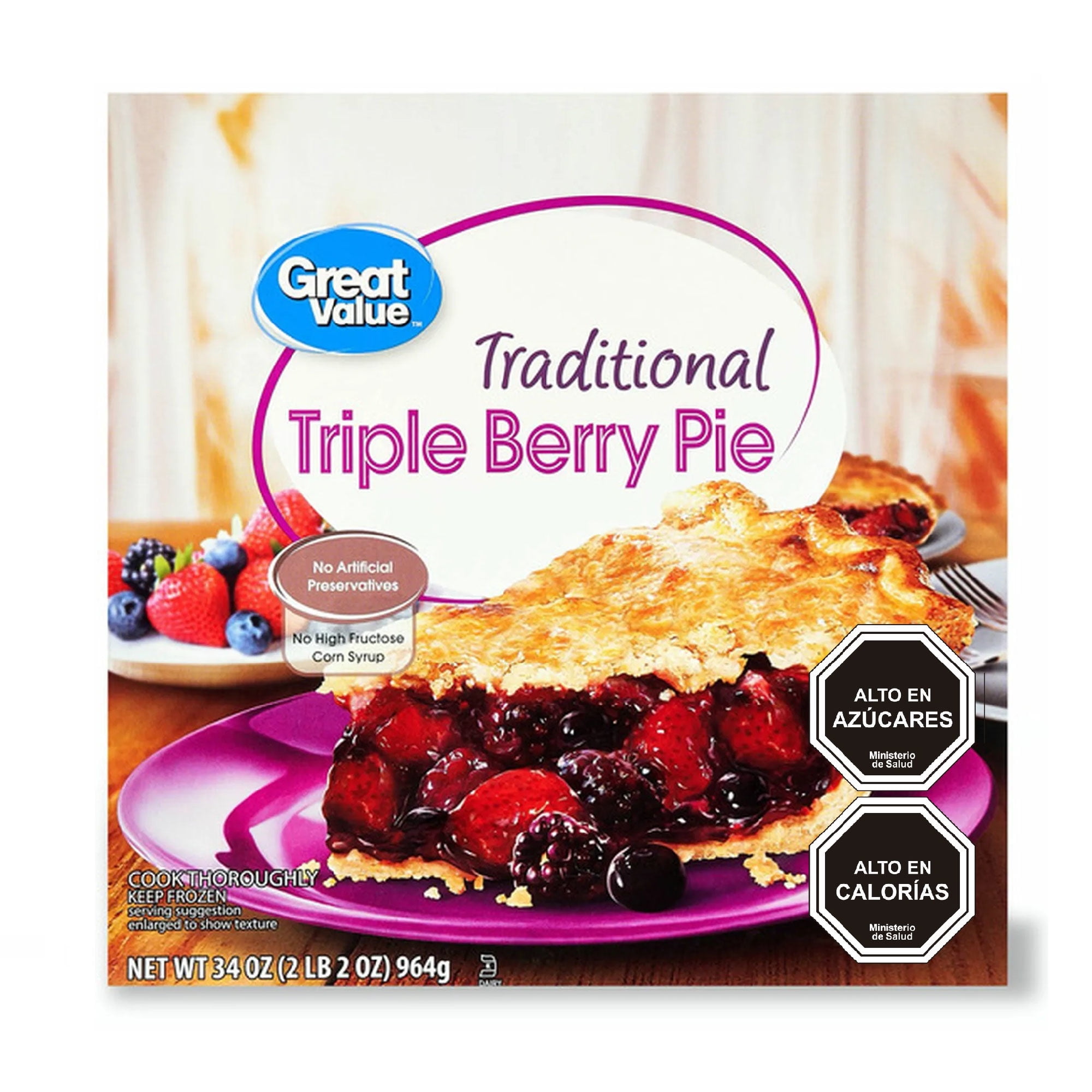 Postre Congelado Berry Pie Tripple Caja 964 g Great Value