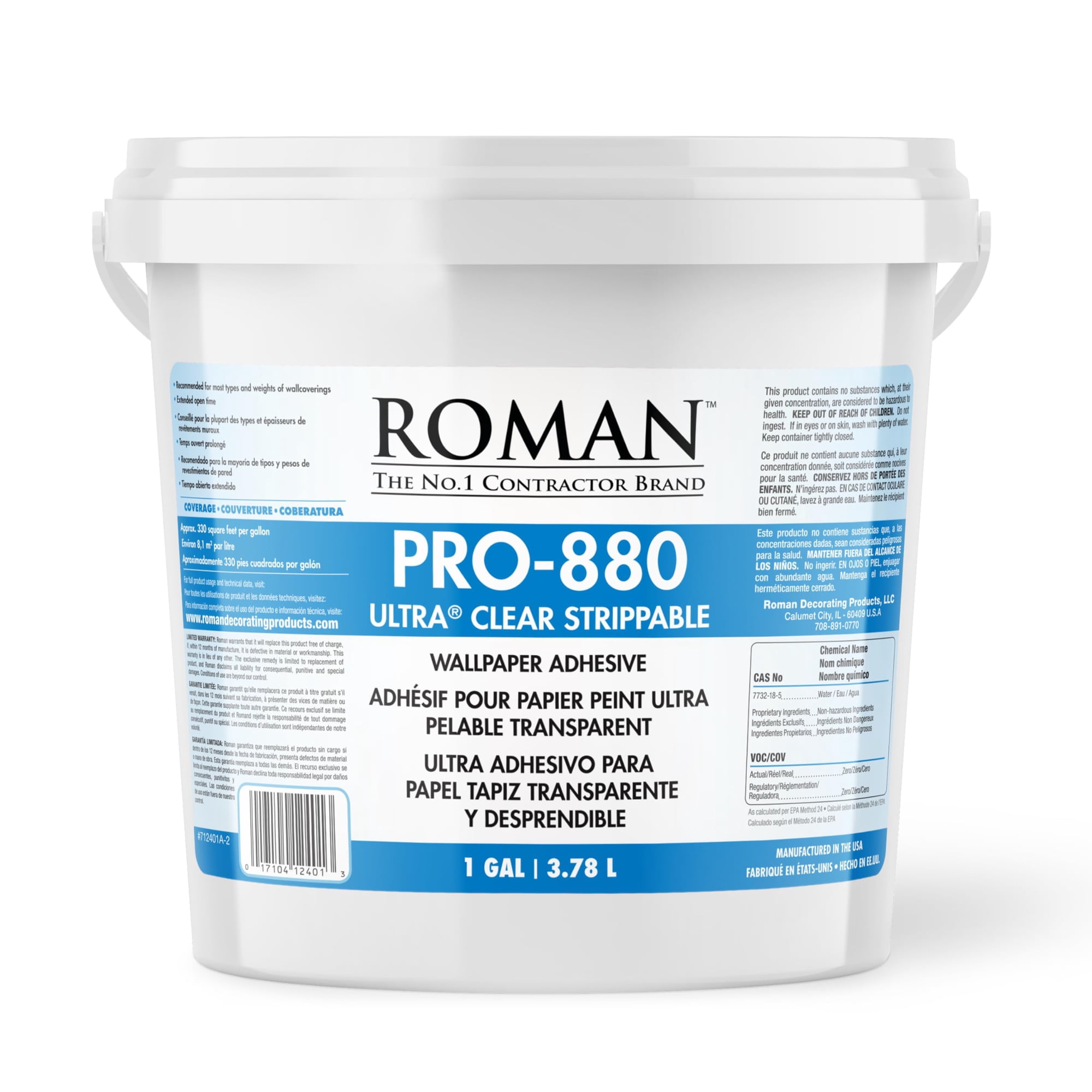 Adhesivo Para Papel Pintado Roman Pro-880 Ultra Clear 3,78 L