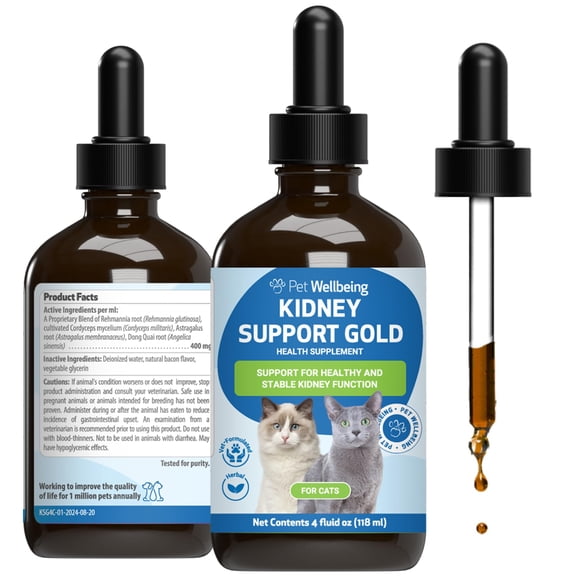 Suplemento de apoyo renal Pet Wellbeing Gold para gatos, 120 ml