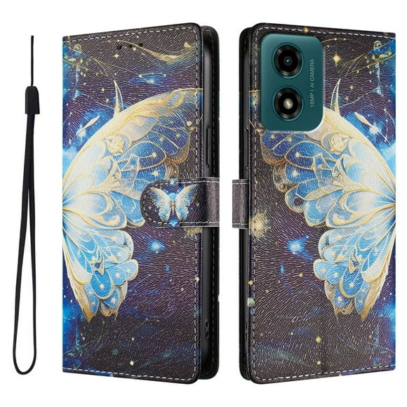 FOXDOCK Funda Tipo Cartera para Motorola Moto G04/G24/E14 con Soporte y Correa – Diseño de Patrones Lindos