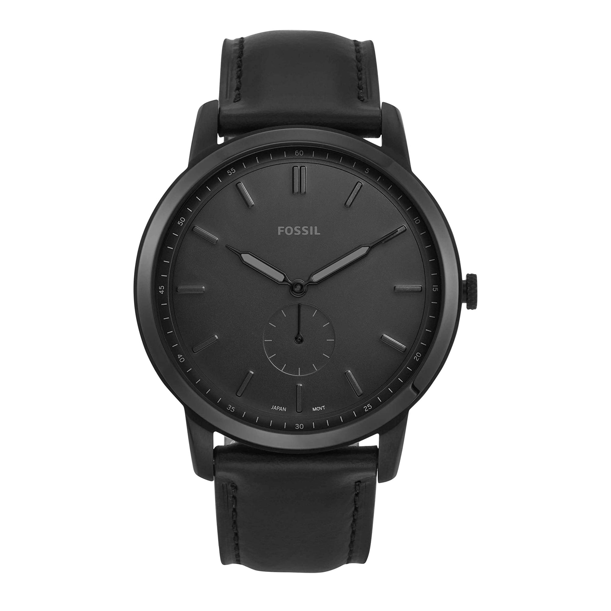Reloj Fossil Minimalist Fs5447 De Acero Inoxidable Y Cuero Negro