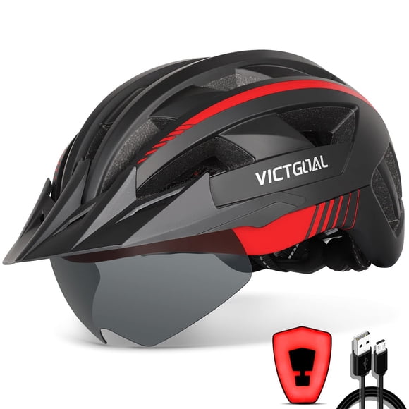 Casco de bicicleta VICTGOAL con luz recargable para hombre y mujer