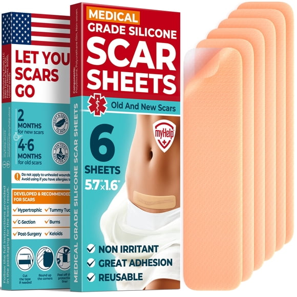 Láminas para cicatrices MYHELP de silicona transparente de grado médico, paquete de 6