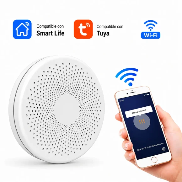 Detector Inteligente de Humo y Monóxido de Carbono WiFi