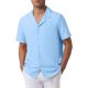 thumbnail image 5 of INSPIRE CHIC Camisas de Lino para Hombre Cuello Campamento Manga Corta Botón Abajo Camisas de Playa de Verano 2XL Azul, 5 of 6