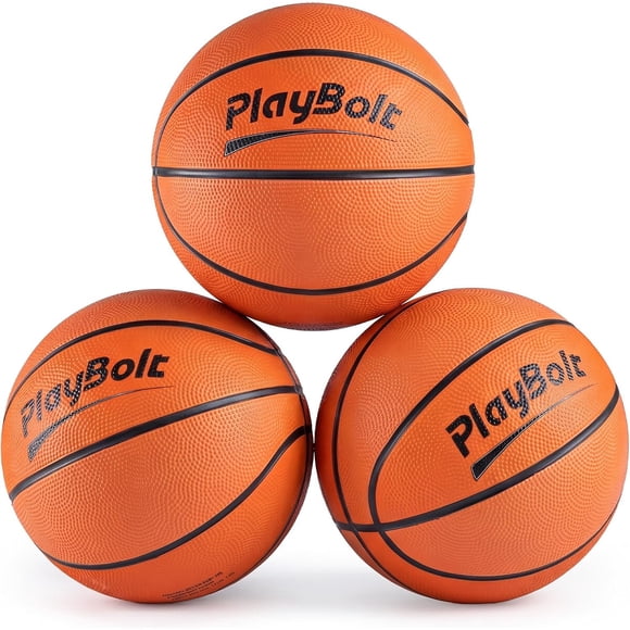 Balones de Básquet PlayBolt Talla 3 de 7 Pulgadas, 3 Unidades con Bomba