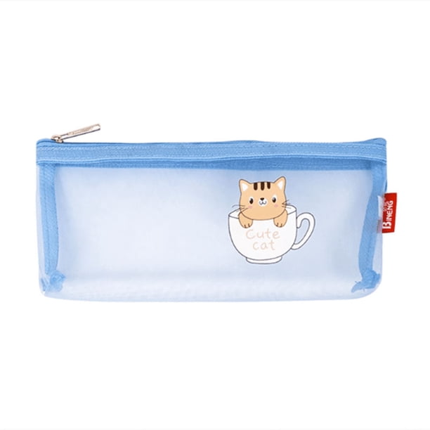 Large Capacity Transparent Cartoon Pencil Case with Zipper - Perfect for Students and Stationery Lovers