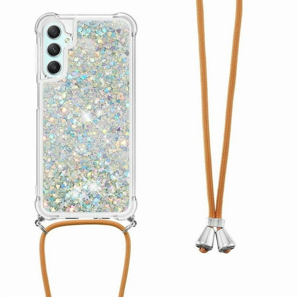 Funda FOXDOCK para Samsung Galaxy A25 5G con Cuerda Ajustable, Brillo Líquido, Protección Antigolpes y Lente – Ideal para Regalo