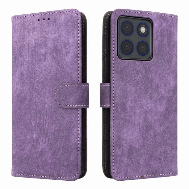 Funda Billetera para Motorola MOTO X70 Air 5G con Soporte - Cartera de Cuero con Ranuras Morado