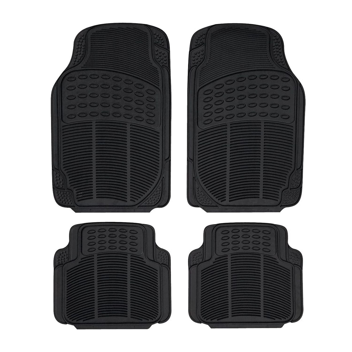 Importclick - Alfombra Auto Goma Clásico 4 Piezas Negro