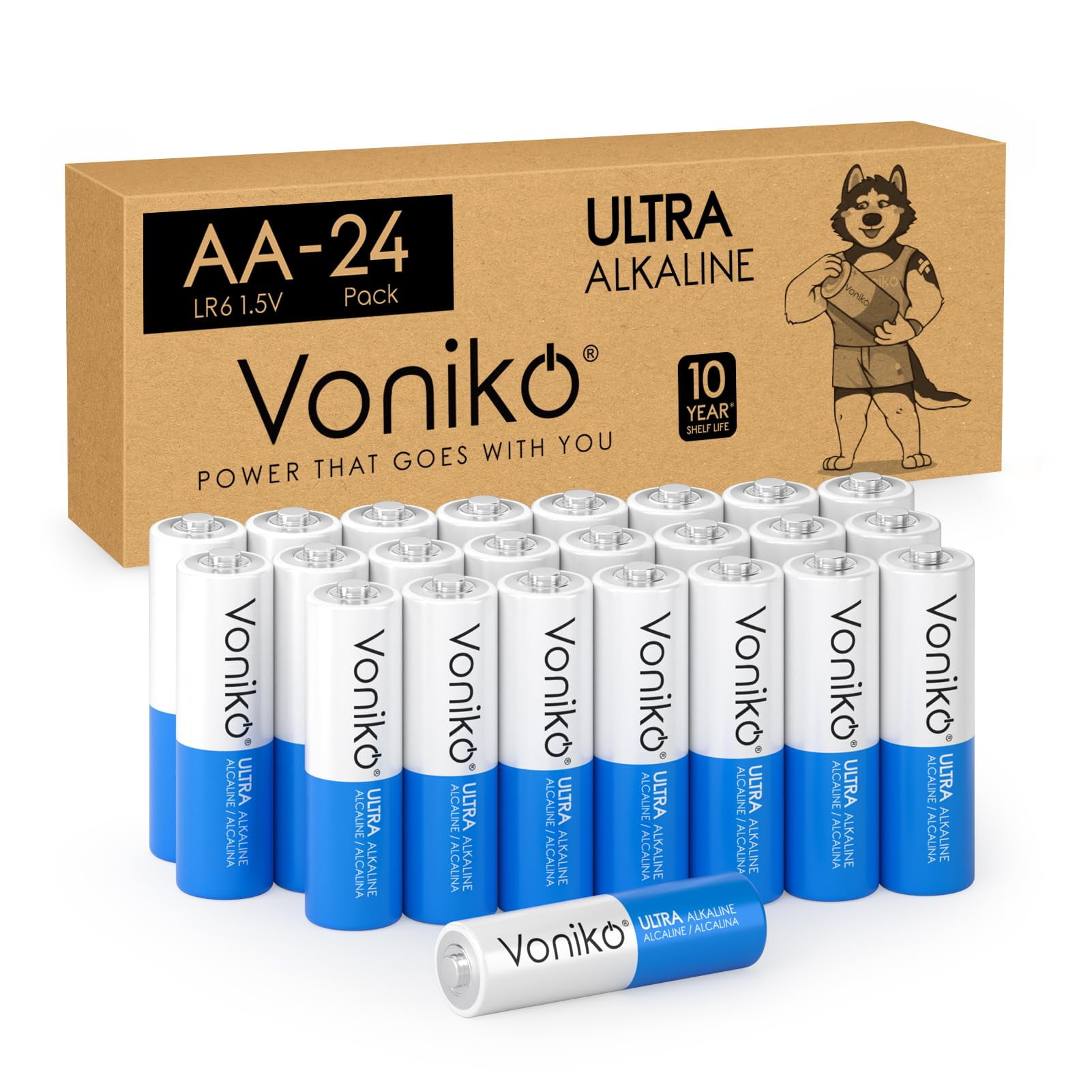 Batería Voniko Premium Grade Aa Alcalina De 1,5 V (paquete De 24)
