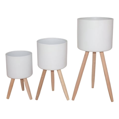 Genérico - Set Macetas Planta Patas Interior Exterior Flores Blanca Jhn