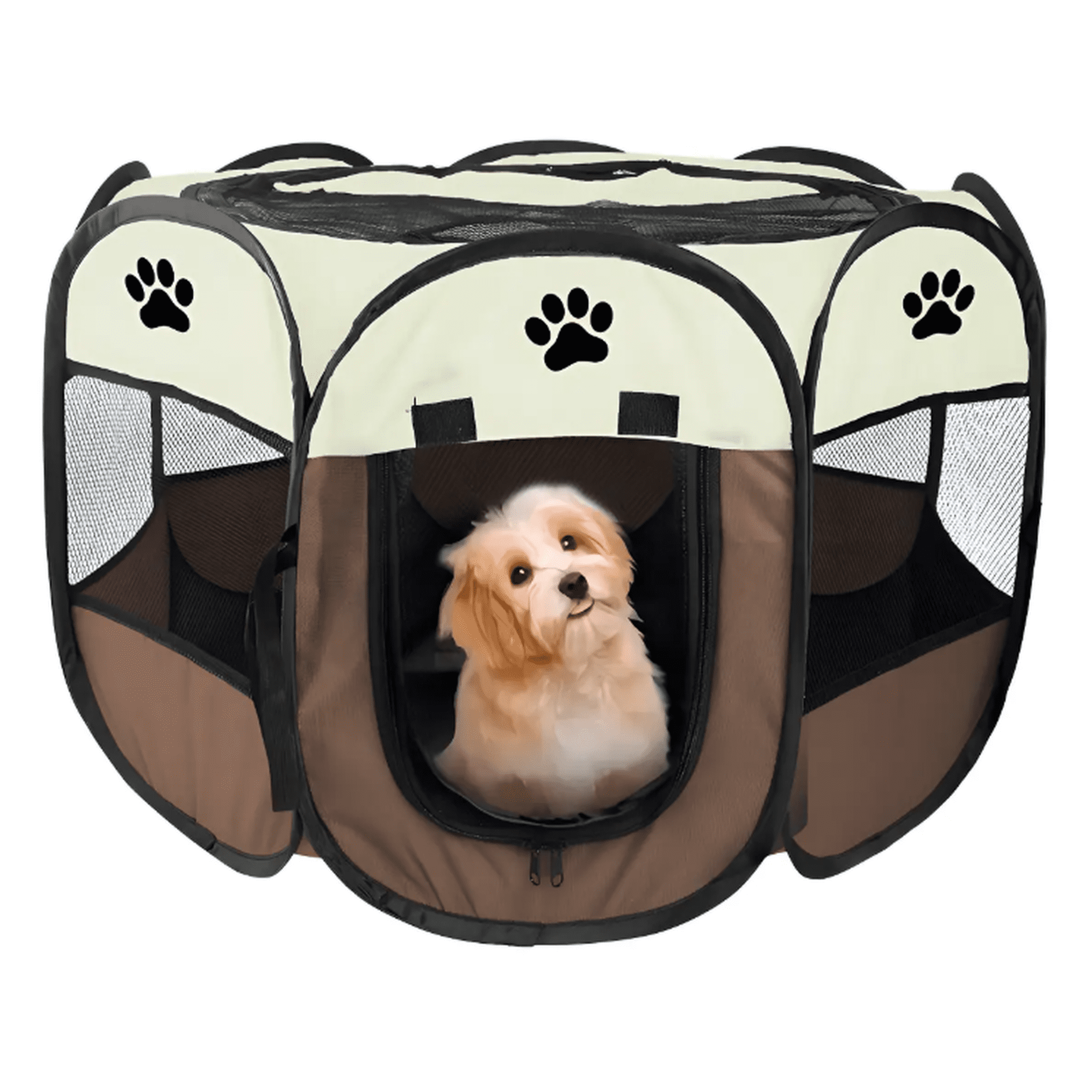 Corral Para Mascotas Jaula De Perros Gatos Conejos 58x91x91 Marron