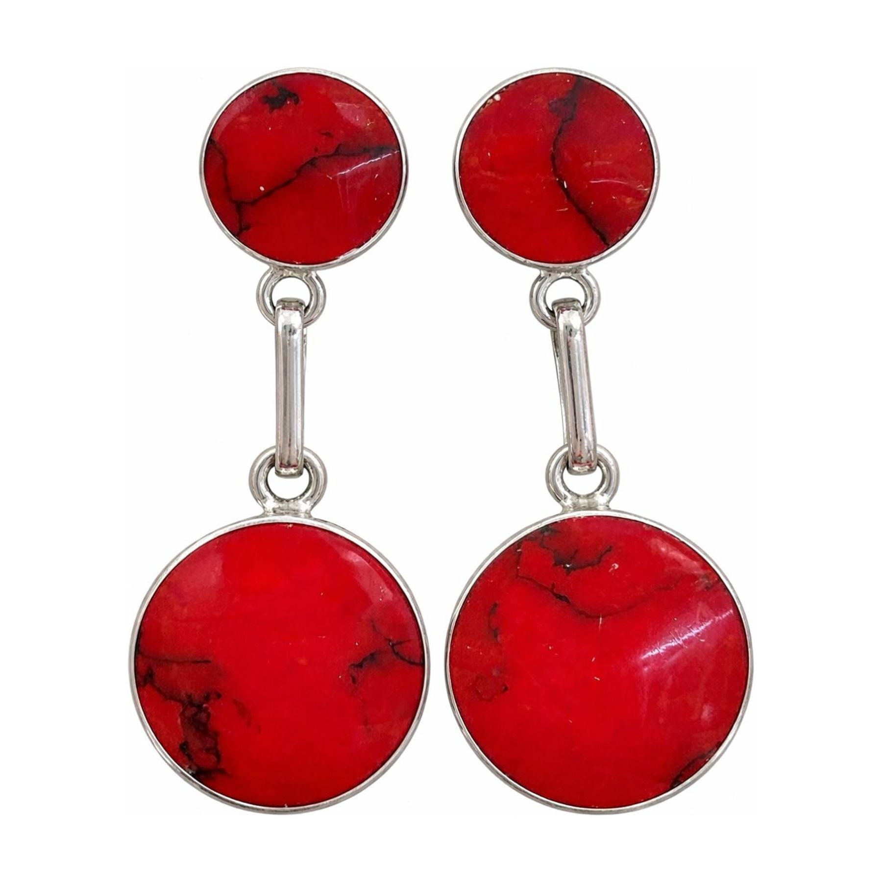 Jireh Joyas - Aros Granate Circular Plata 950 Tornillo Mariposa Colgantes Mujer Elegantes Piedra Roja.