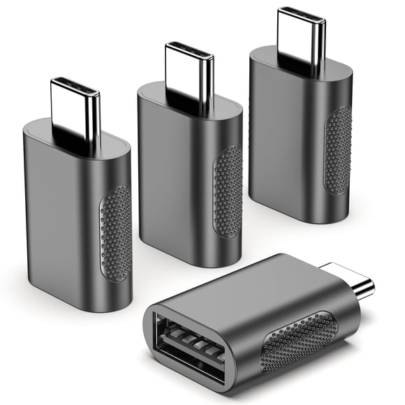 Adaptador USB-A a USB-C, paquete de 4, carga rápida POHFP