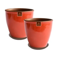 Pottery - Set De 2 Maceta Zafiro 17Cm Naranja Miel Y Sus Platos
