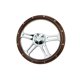 thumbnail image 2 of Volante Newworldmotoring de 36 cm con recubrimiento de madera y cromo, 2 of 3