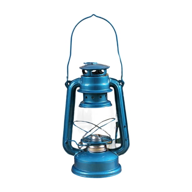 Lámpara de aceite de queroseno retro, linterna de aceite, creativa, regalo de inauguración de la casa, lámpara de camping, decoración de mesa para sal Azul
