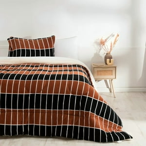 Plumón Coral Sherpa Estampado 1.5 Plazas / Cuero – Mashini 180×240 Cm.