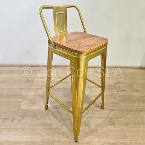 Cori Cori - Taburete Tolix Dorado (66cm) - Asiento De Madera Industriales