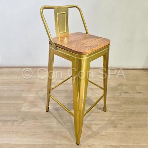 Cori Cori - Taburete Tolix Dorado (66Cm) - Asiento De Madera Industriales