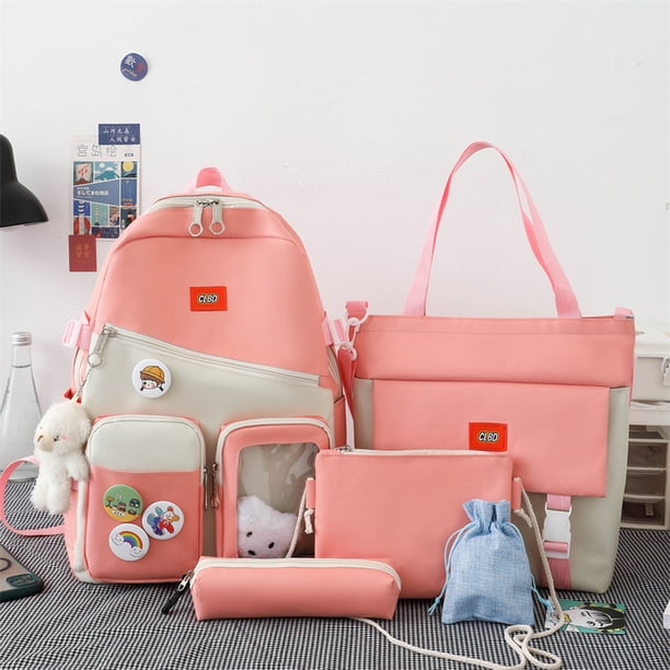 5 Set Backpack For Teenger Girl Student Bag Female High Capacity Backpack Cute BookBags Water Proof School Bags For Woman 2022