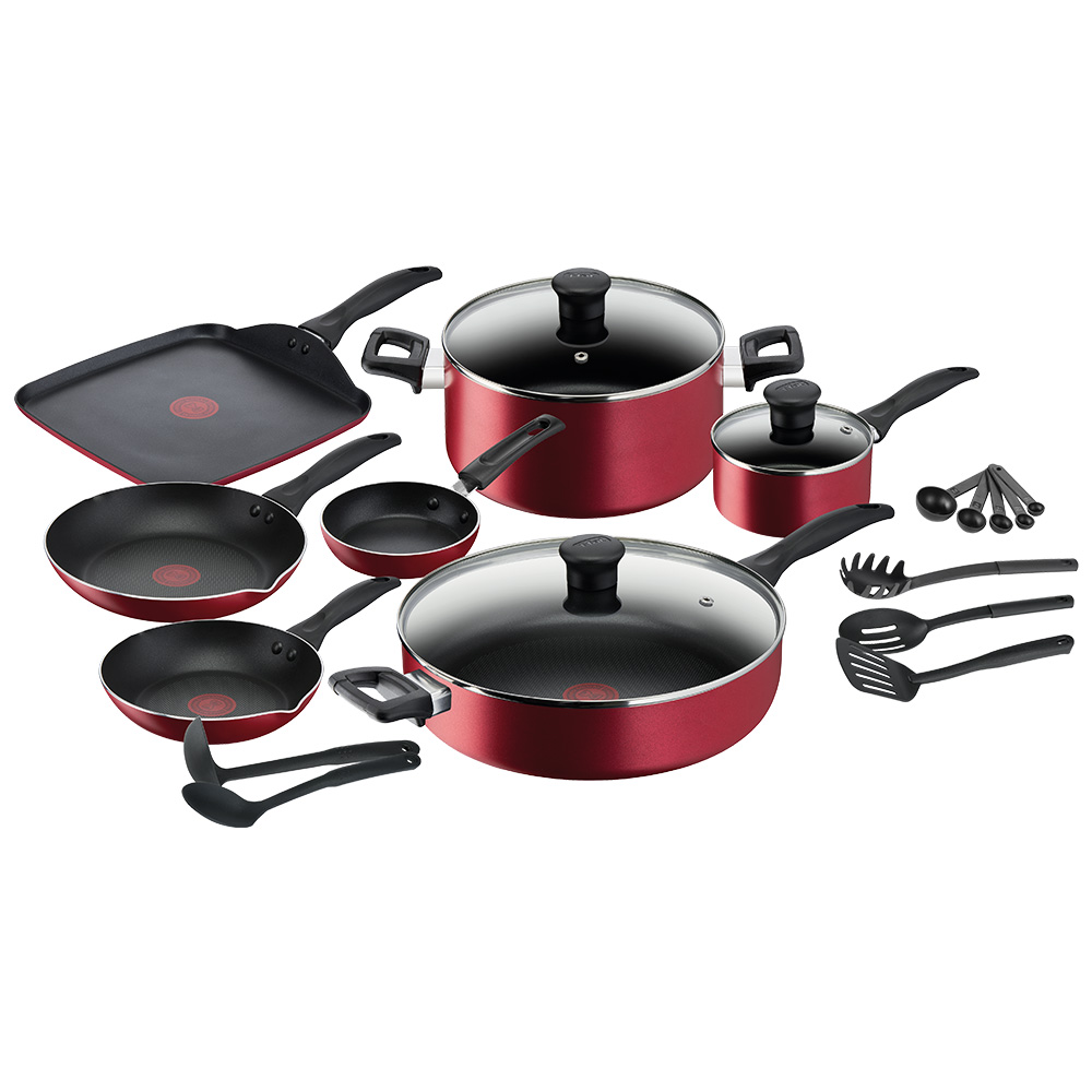 Tefal - Bateria De Cocina Antiadherente Easy Care 20 Pcs Rojo