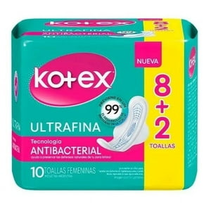 Kotex - Toalla Antibacterial Uf Tela X10