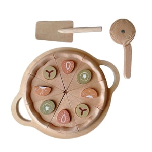 Magideal - Juego De Pizza De Juguete, Juego De Pizza De Juguete Para Niños, Niños, Niñas, Juego De Cocina, Juego De Simulación, Desarrollo De Madera, Juguete De