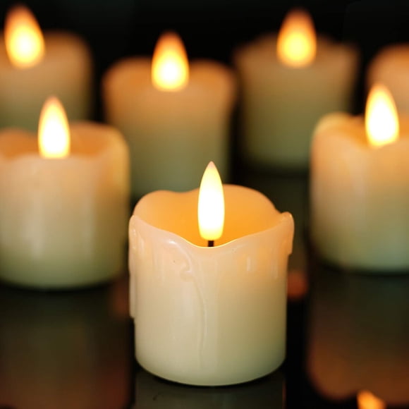 Velas votivas LED Homemory de cera real, 2 × 2 pulgadas, temporizador de 6 h