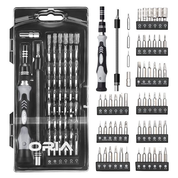 Juego de destornilladores de precisión ORIA 60 en 1 con 56 puntas, color negro