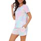 thumbnail image 4 of INSPIRE CHIC Conjuntos de Pijama de Manga Corta para Mujer con Bolsillos, Suave Ropa de Dormir con Botones y Pantalones Cortos con Cintura Elástica L Tie-dye Rosa, 4 of 6