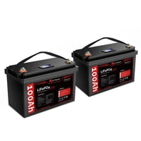 Batería Dr.Prepare Lifepo4 De 12 V, 100 Ah, Ciclo Profundo Con Monitor, Paquete De 2