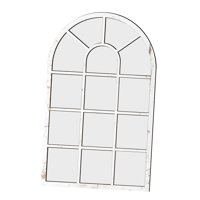 Magideal - Espejo De Pared Con Ventana Arqueada, Espejo Decorativo De Pared, Madera Rústica, Acrílico, Decoración De Pared Sencilla, Espejo De Arco De Ventana Pa Blanco