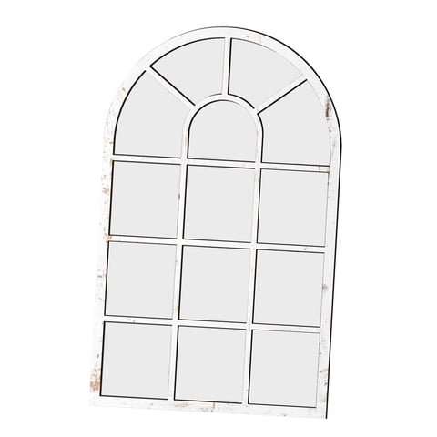 Magideal - Espejo De Pared Con Ventana Arqueada, Espejo Decorativo De Pared, Madera Rústica, Acrílico, Decoración De Pared Sencilla, Espejo De Arco De Ventana Pa Blanco