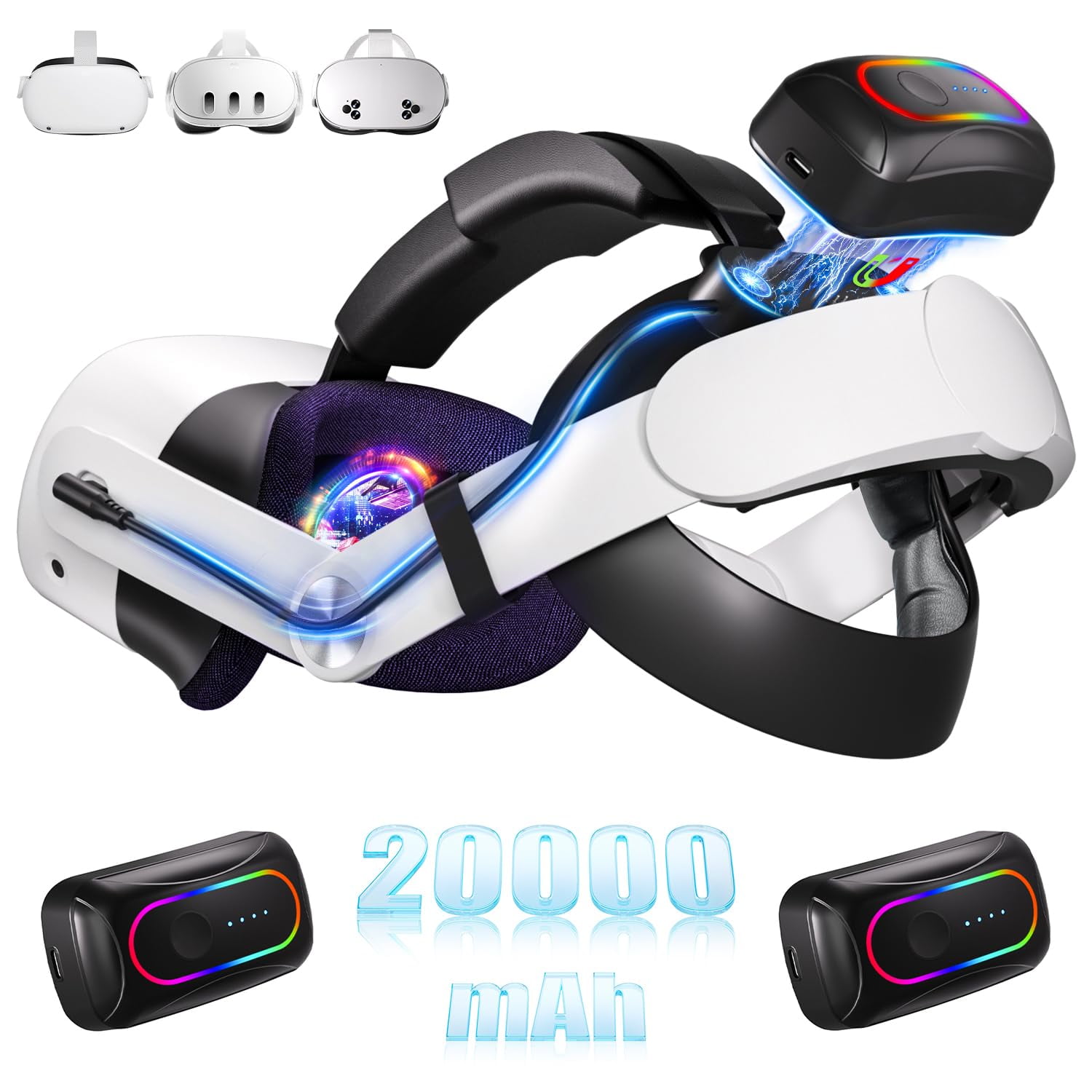 Correa De Batería Magnética Saqico 20000 Mah Para Meta Oculus Quest 2/3/3s