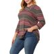 thumbnail image 4 of Agnes Orinda Conjuntos de Halloween para Mujeres Tallas Grandes Tops de Escuela Universitaria Manga 3/4 Blusa Casual Elegante de Punto a Rayas Cuello Asimétrico Camiseta de Moda 1X Rojo, 4 of 8