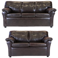 Muebles América - Living América 32 Cuero Sintético Café Moro