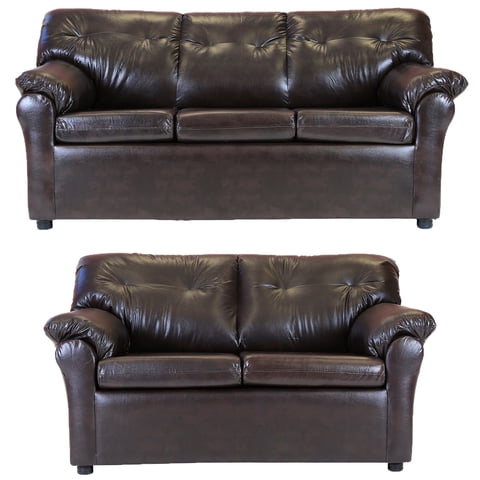 Muebles América - Living América 32 Cuero Sintético Café Moro