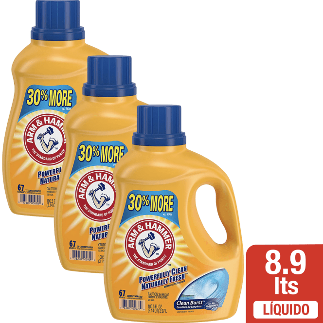 Pack x 3 Detergente Líquido Arm & Hammer Clean Burst 2.97 L