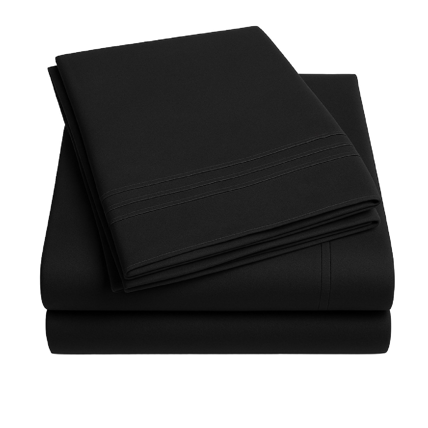 Juego De Sábana Negro 1800 Hilos Ultra Suave 2 Plazas Vincenzi