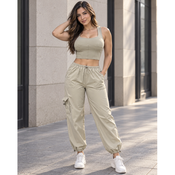 Conjunto Mujer Top Ajustado Espalda Cruzada y Pantalón