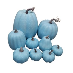 Magideal - 9 Calabazas Artificiales De Espuma De Diferentes Tamaños Para Decoración De Mesa De Cocina, Estilo Rústico, Ideales Para Halloween, Acción De Gracias Azul