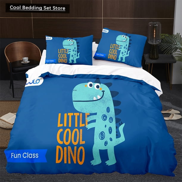 v1208 Bed Sheets Cartoon Dinosaur Duvet Cover King Queen Size Jurassic World Theme Bedding Set for Kids Boys Ancient Animal Polyester Quilt Cover 3-Piece Bedding Set (1 Duvet Cover + 2 Pillow Shams) B