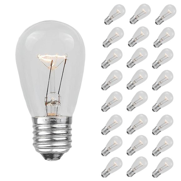 Bombillas Novelty Lights S14, paquete de 25 unidades, base E27, 11 W, 120 V