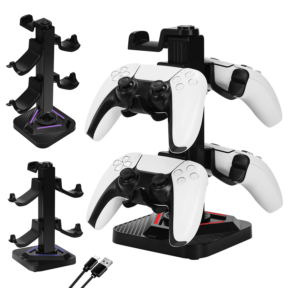 Genérico - Soporte Para Auriculares De Escritorio, Soporte Para Controladores De Juego Con 3 Puertos Usb, Base Giratoria De 360° Y Gancho Desmontable Para Accesorios De Xbox/ps5/pc